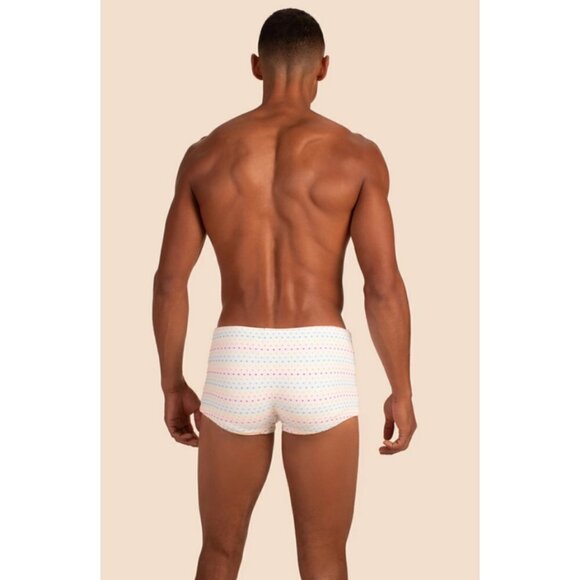 MR TURK Sorrento Swim Trunk ~ White Dotted Stripe Swim Knit Small S NWT - Picture 3 of 12